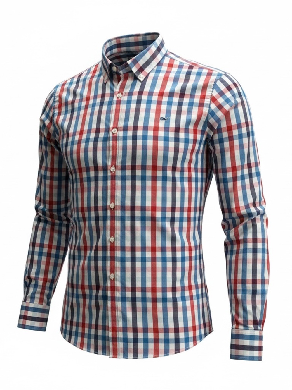 Vineyard Vines Men's Slim Fit Plaid Button-Down Shirt - Blue, Red & White